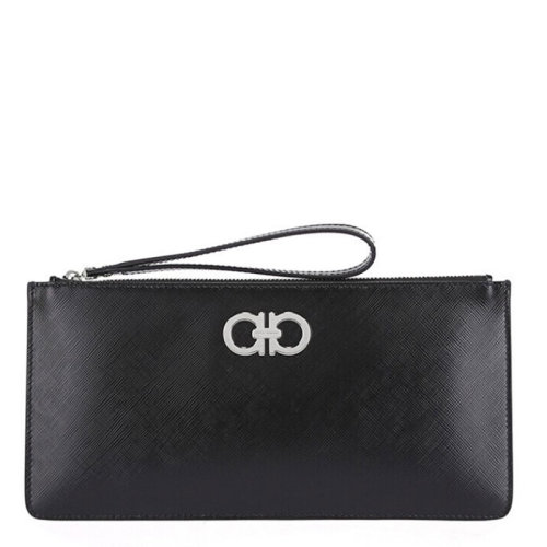 Salvatore Ferragamo/菲拉格慕 女士 女包 黑色皮革時尚手拿包