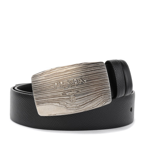 PRADA/普拉達(dá) 黑色做舊款男士腰帶