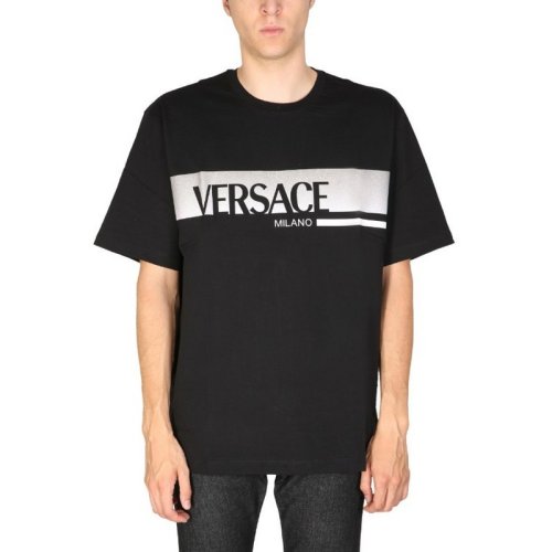  VERSACE/范思哲 男士黑色棉質(zhì)短袖T恤 1006438 1A04130 1B000 PLFSX
