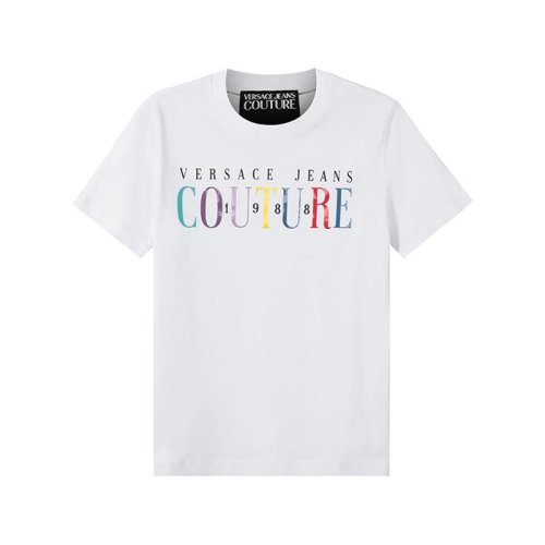  VERSACE JEANS COUTURE 女士白色棉質短袖T恤 72HAHT06 CJ00T 003 PLFSX