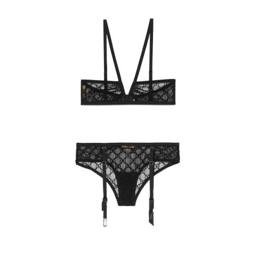  GUCCI古馳 22年秋冬 女士 GG星星薄紗內(nèi)衣套裝 703913 XUAEY 1000