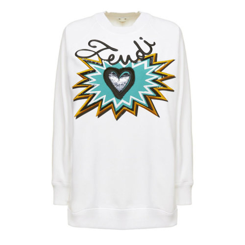 FENDI/芬迪 女裝 女士品牌字母logo印花白色棉質(zhì)衛(wèi)衣 FS7034 A43E F0ZNM