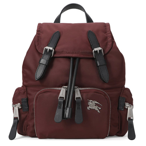 BURBERRY/博柏利 巴寶莉 女士 酒紅色織物雙肩包背包 80067171 HJH0015X