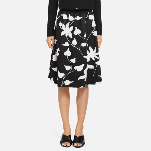 St.John/盛薔黑白花瓣印花雪紡女士半身裙K71Y051