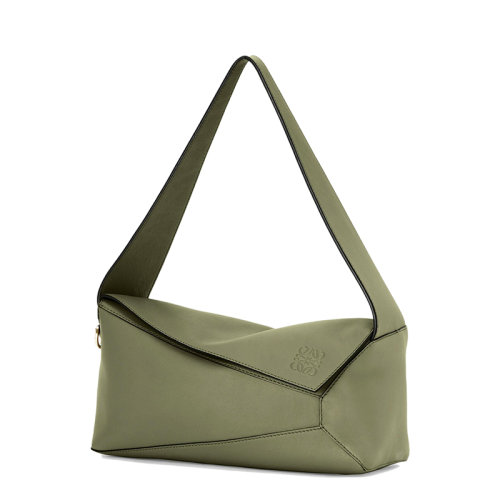 LOEWE/羅意威 22春夏新款Puzzle Hobo系列 女士鱷梨綠色納帕小牛皮拼圖手提單肩包0010643484
