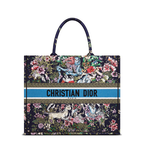 DIOR/迪奧 22春夏新款BOOK TOTE系列 女士大號(hào)多色D-Constellation圖案刺繡織物手提托特包M1286ZRUV_M928
