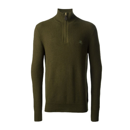 BURBERRY/博柏利 男士軍綠色棉質(zhì)立領(lǐng)拉鏈針織衫 3943653