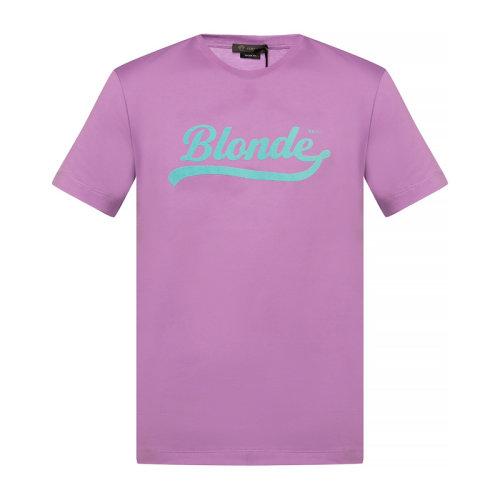 VERSACE/范思哲 男士紫色棉質(zhì)經(jīng)典字母徽標(biāo)印花裝飾圓領(lǐng)上衣短袖T恤 A85997-A228806-A1312