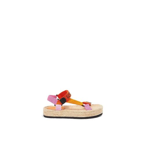  LOEWE羅意威 22年秋冬 女士 平底涼鞋 Strappy espadrille in nylon L616283X16-9122