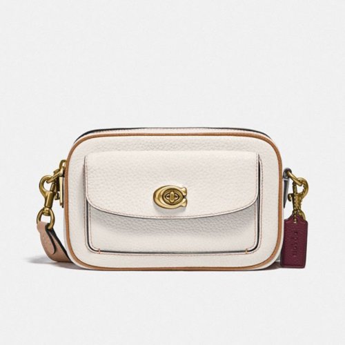 COACH 蔻馳  女士專柜款WILLOW系列小號相機(jī)包單肩斜挎包白色牛皮革 C0695 B4CAH