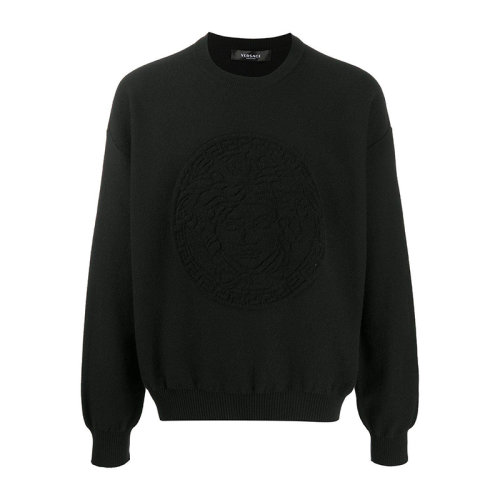 VERSACE/范思哲  男士黑色羊毛時尚休閑上衣毛衣針織衫套頭衫 A87561-A236510-A1008