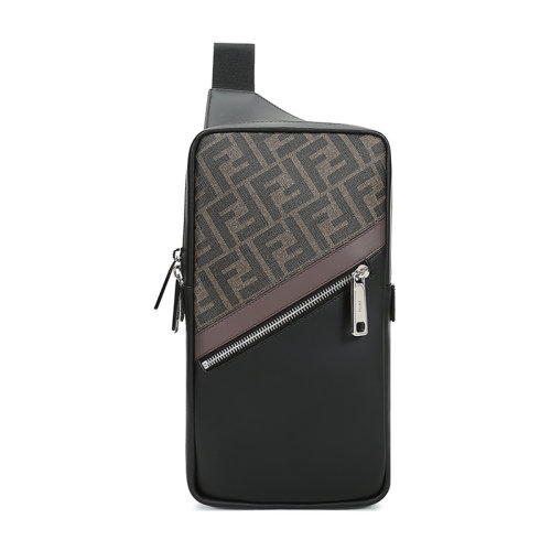 FENDI/芬迪 男士涂層織物/配皮胸包單肩斜挎包7VZ033A9XS