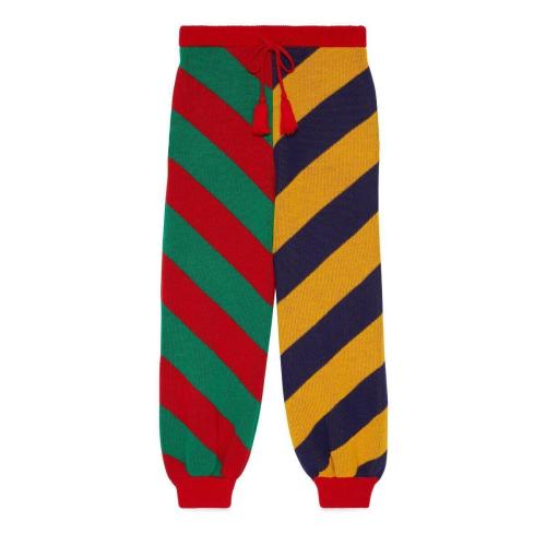  GUCCI古馳 22年秋冬 男士 條紋提花羊毛針織長褲 724777 XKCWJ 6251