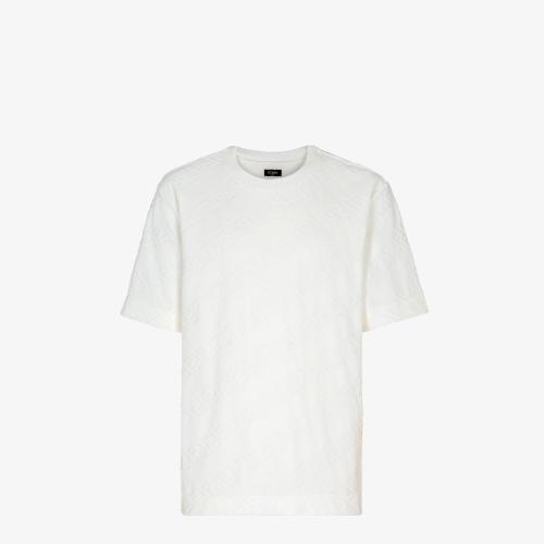  FENDI芬迪 22年秋冬 男士 短袖T恤 白色雪尼爾T恤 FY0936AKDOF0AU5