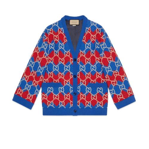  GUCCI古馳 22年秋冬 女士 V形針織棉質(zhì)開衫 700427 XKCHJ 6863