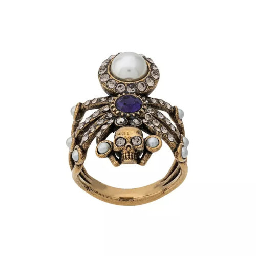 Alexander McQueen/亞歷山大麥昆 女士 金屬骷髏頭時尚戒指/指環(huán)  569675J160T8699