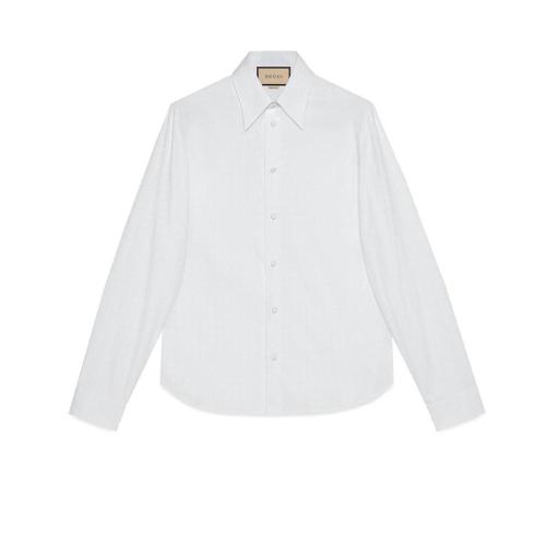  GUCCI古馳 22年秋冬 男士 馬銜扣提花棉質襯衫 721176 ZAKH5 9000