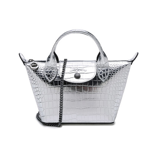 Longchamp/瓏驤【22春夏新款】女士LE PLIAGE CUIR CROCO系列鱷魚紋牛皮小號手提單肩斜挎包鏈條包餃子包 1500 HYM