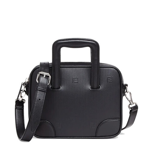 FENDI/芬迪 21新款 男士黑色牛皮革FF圖案拉鏈開(kāi)合手提單肩斜挎郵差包7VA543AG0RF0GXN