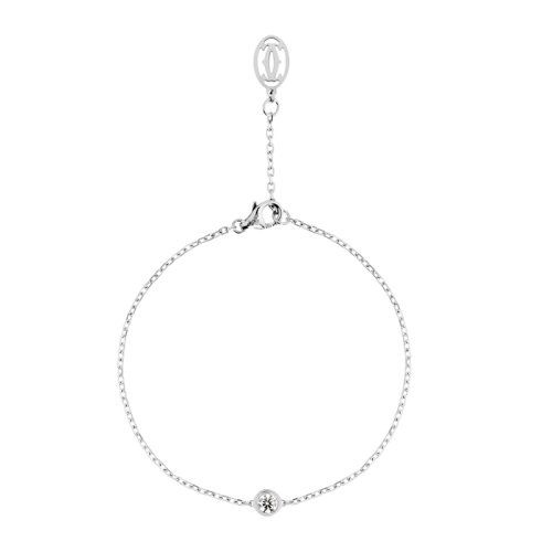 CARTIER/卡地亞 Diamants Légers系列 簡約優(yōu)雅小號18k金白金鑲鉆手鏈 B6037200