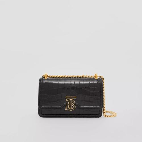  BURBERRY 22年秋冬 女士 TB 迷你專屬標識壓花皮革鏈條鎖扣包 80591331