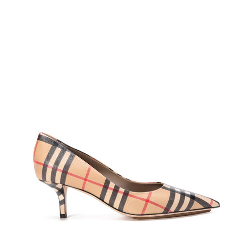 BURBERRY/博柏利【22春夏新款】女款牛皮革尖頭高跟鞋典藏米色經(jīng)典格紋 80419381