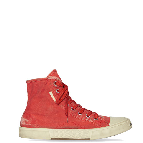 Balenciaga/巴黎世家 22年春夏新款 女士紅色磨損棉質(zhì)材料高幫運(yùn)動(dòng)鞋帆布鞋688756W3RC16090