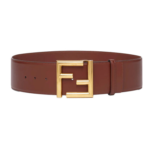 FENDI/芬迪新款 女士棕色皮革FF搭扣腰帶60毫米8C0650AAIWF1EXV