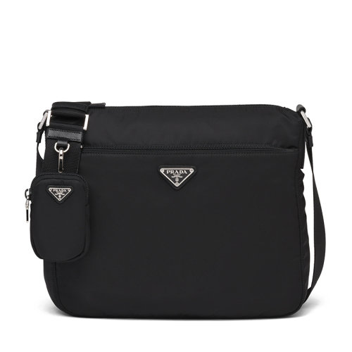 PRADA/普拉達 女士黑色再生尼龍可調(diào)節(jié)編織肩帶附可拆卸小包單斜跨單肩包1BC421_RV44_F0002_V_D1M