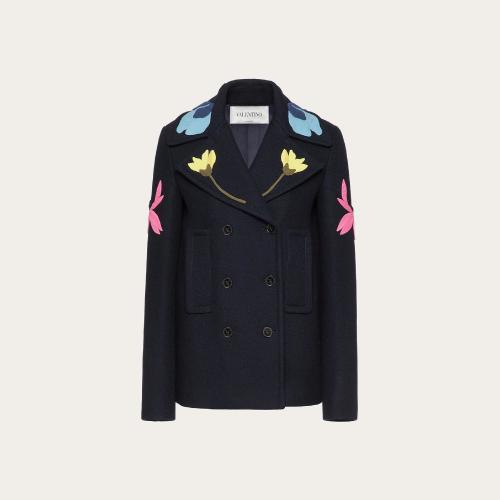  VALENTINO華倫天奴 22年秋冬 女士 大衣 CABAN BRODé EN LAINE DOUBLE DIAGONALE XB3CJ0U86PJ