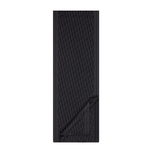 DIOR/迪奧新款 男士黑色羊絨老花印花圍巾03E0006A0335_C988