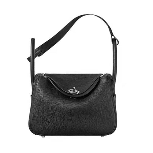 HERMES/愛馬仕 女包Lindy26 bag銀扣手提包手挽包水桶包 黑色