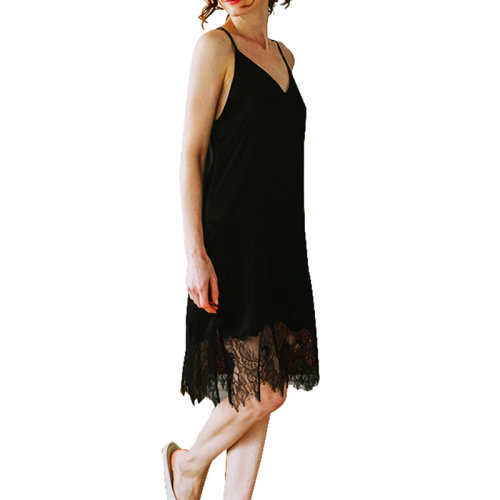 GeleiStory/GeleiStory獨立系列19姆米重磅真絲睡衣桑蠶絲經(jīng)典款交叉吊帶女睡衣/家居服