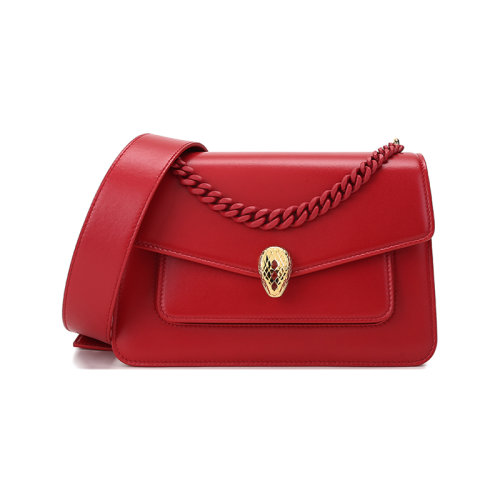 BVLGARI/寶格麗 女士SERPENTI FOREVER系列羊皮中號(hào)蛇頭扣手提單肩斜挎包 290766