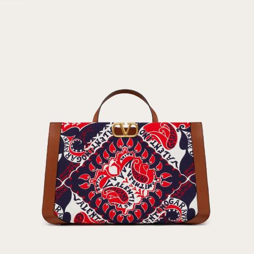  VALENTINO華倫天奴 22年秋冬 女士 手提包 SAC a MAIN VLOGO SIGNATURE EN TOILE A_VEC IMPRIM