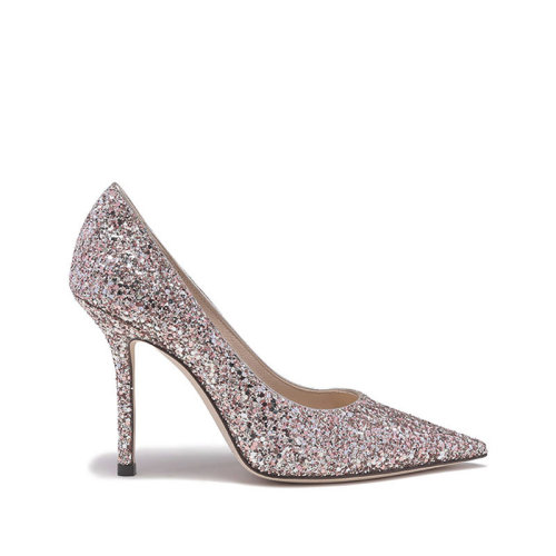Jimmy Choo/周仰杰 【22秋冬新款】 女士粗粒閃粉面料尖頭高跟鞋 LOVE 100 CGF
