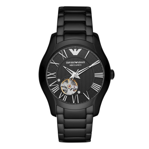 Emporio Armani/安普里奧阿瑪尼黑武士鋼帶歐美表男士休閑全自動鏤空機(jī)械腕表 生日禮物送男友 AR60014