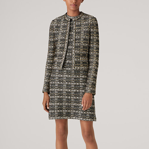 St.John/盛薔粗花呢針織無袖短款女士連衣裙K1210J1