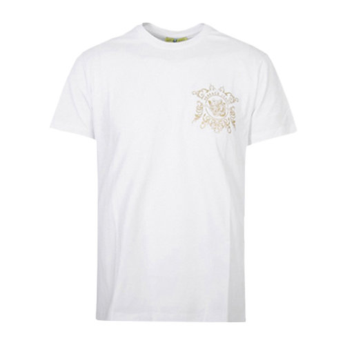 VERSACE JEANS 范思哲牛仔 白色棉圓領(lǐng)經(jīng)典logo款 男士短袖T恤