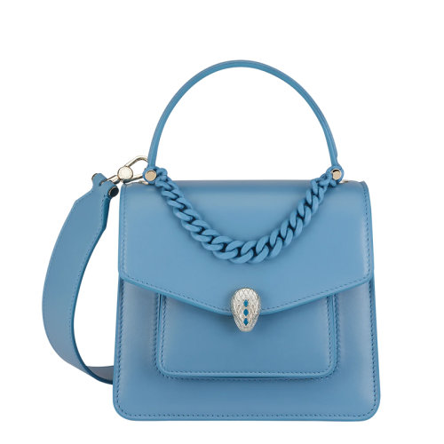 BVLGARI/寶格麗 SERPENTI FOREVER系列 女士小號藍(lán)色小牛皮蛇首扣斜挎單肩手提包291467
