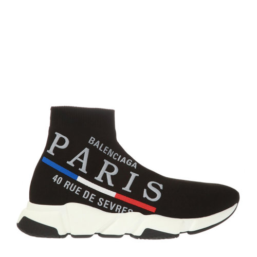 Balenciaga/巴黎世家男士黑色織物PARIS徽標(biāo)高幫休閑鞋運動鞋平底鞋跑步鞋男鞋602266-W05GC-1006