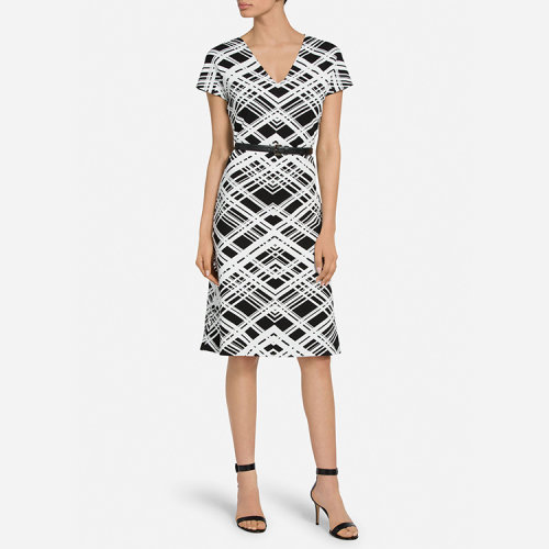 St.John/盛薔建筑網(wǎng)格提花女士連衣裙K1100C1