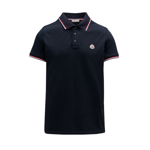 Moncler/蒙克萊 22年早春新款 男士海軍藍(lán)色純棉三色飾邊徽標(biāo)短袖POLO衫T恤H10918A703008455677X