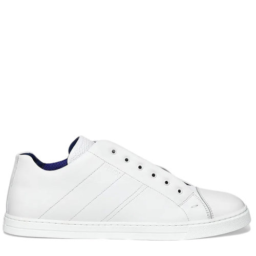 FENDI/芬迪 男士白色皮革交叉松緊帶飾有黑色FENDI銘文的套穿運動鞋7E1198ABOAF1AUG