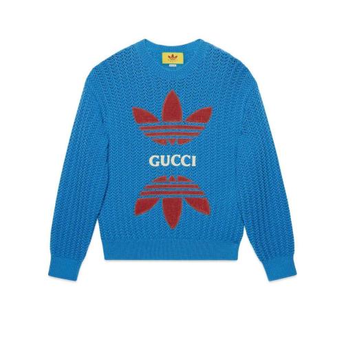  GUCCI古馳 22年秋冬 男士 adidas x Gucci聯(lián)名系列羊毛針織毛衣 696247 XKCHD 4747