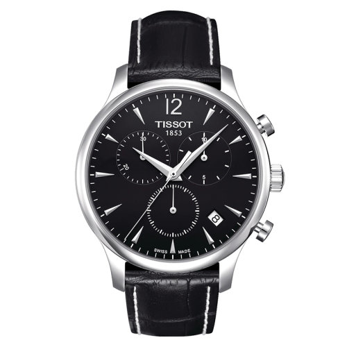 TISSOT/天梭 傳統(tǒng)系列 男士黑色精鋼皮革手表42毫米T063.617.16.057.00