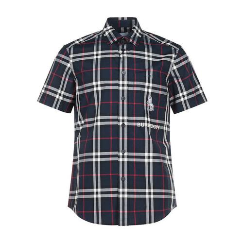  BURBERRY/博柏利 男款棉質(zhì)質(zhì)短袖襯衫海軍藍(lán)經(jīng)典格紋 80322501 PLFSX