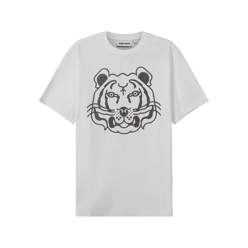 KENZO/高田賢三【22春夏新款】 男士棉質(zhì)小虎頭刺繡圓領(lǐng)短袖T恤虎頭圖案 FC5 5TS201 4SA