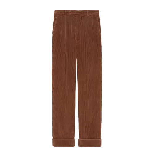 GUCCI/古馳 22年春夏新款 PINEAPPLE系列 男士棕色燈芯絨純棉長(zhǎng)褲?643877Z8AM82191