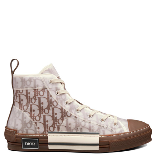 DIOR/迪奧 22年早春新款 B23系列 男士咖啡色老花帆布高幫運動鞋3SH118ZMK_H761